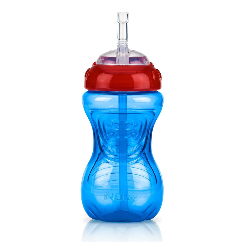 [Australia] - Nuby No-Spill Sippy Cup with Flex Straw - (3-Pack) 10-Ounce Bottles - Sippy Cups for Toddlers 12+ Months - Neutral Color Training Cups for Toddlers Soft Straw 10.1 Ounces Blue, Green & Yellow 