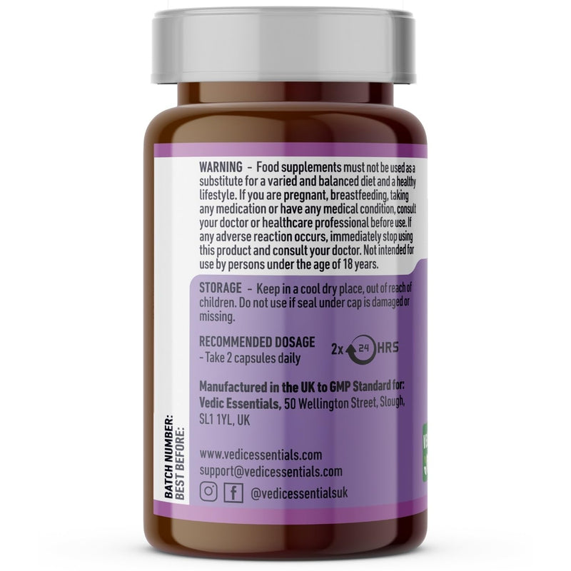 Vedic Menopause Supplement | 20 Vitamins, Minerals & Herbs- Red Clover, Sage, Primrose, Flaxseed, Ginseng | Perimenopause, Menopause Support- Hot Flashes Relief, Mood Swings, Fatigue | UK Made, Vegan