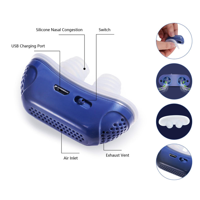 Anti Snoring Devices, Effective Snoring Prevention, Snoring Solution, Electric Breathable Snore Stopper, Suitable for Men and Women with All Nose Shapes Dark Blue