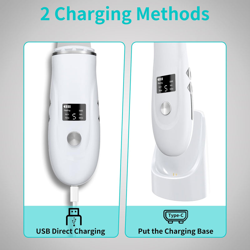 Face Scrubber Skin Spatula - Blackhead Remover Deep Cleansing Tool for Pore Extraction, 4-in-1 Fast Charging Dock Blackhead Remover Face Spatula for Facial Skincare Women Gift (White) White