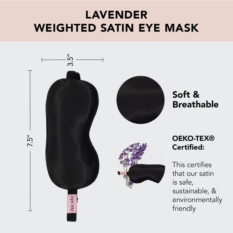 [Australia] - Kitsch Weighted Satin Sleep Mask - Weighted Eye Mask for Sleeping and Travel - Lavender Sleeping Mask for Women and Men - Light Blocking, Adjustable Strap, Ultra-Soft (4.1oz/116g) 