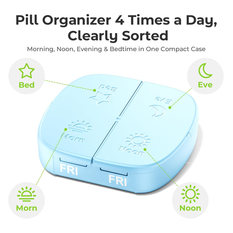 Daviky Pill Organizer 4 Times a Day, Medicine Chest Style,7 Day Pill Box | Removable Daily Cases, Large Capacity, Weekly Pill Case for Vitamins, Fish Oil, Supplements, Candy Colors