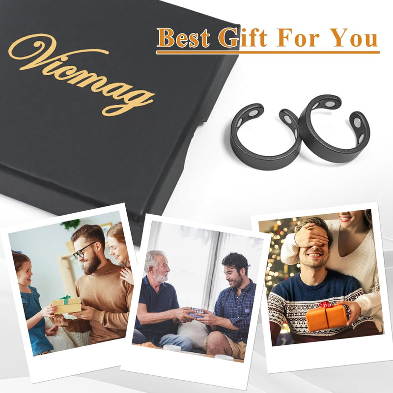 [Australia] - Vicmag Copper Magnetic Rings for Women 99.9% Copper Finger Ring Ultra Strength Magnet Gift Adjustable(4X Black) 4X Black 