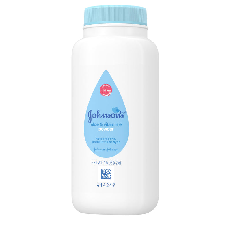 Johnson's Baby Cornstarch Baby Powder with Aloe and Vitamin E for Delicate Skin, Hypoallergenic, No Addded Parabens, and Dyes for Gentle Baby Skin Care, Baby Essentials, 1.5 oz 1.5 Ounce (Pack of 1)