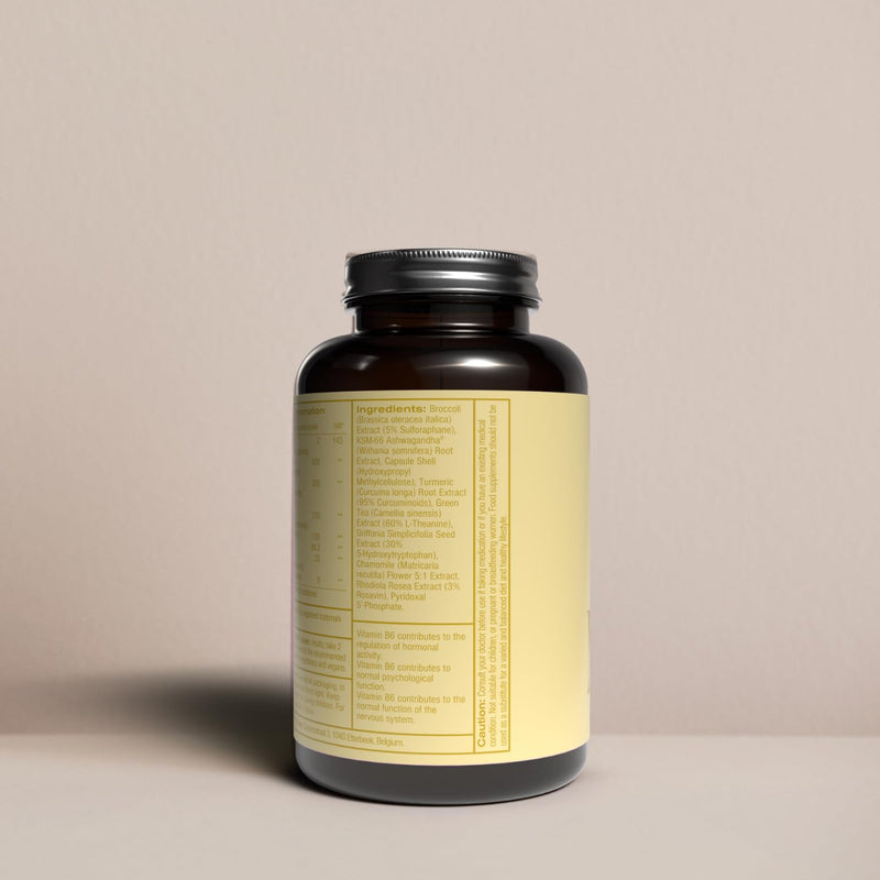 MyOva Cycle Support - Natural PMDD Supplement for Women - Vitamin B6, Broccoli Extract, Ashwagandha and L-Theanine - 24 Essential Cycle Support Vitamins - 60 Vegan Capsules - UK Manufactured