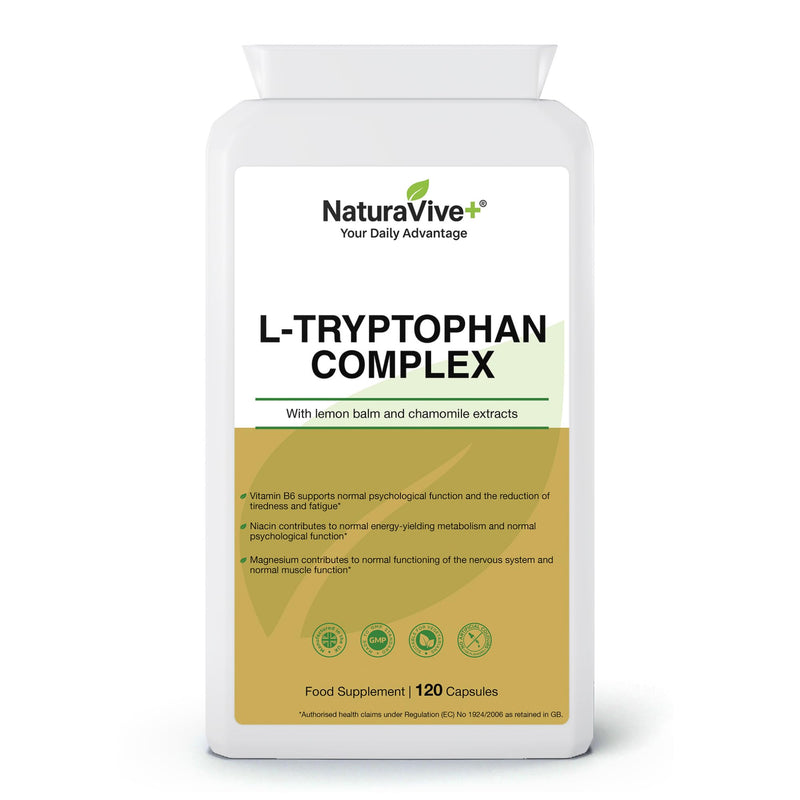L-Tryptophan Complex 120 Capsules | One a Day | with Vitamin B6, Niacin and Magnesium | Food Supplement