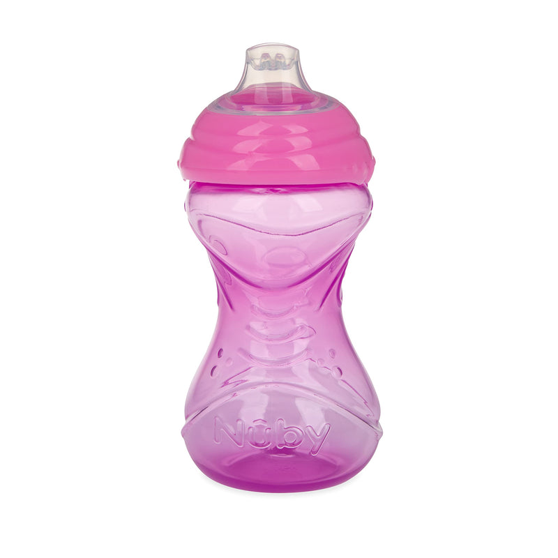 Nuby Clik-It Soft Spout No-Spill Easy Grip Sippy Cup for Girls - (3-Pack) 10 Oz - 6+ Months Girl