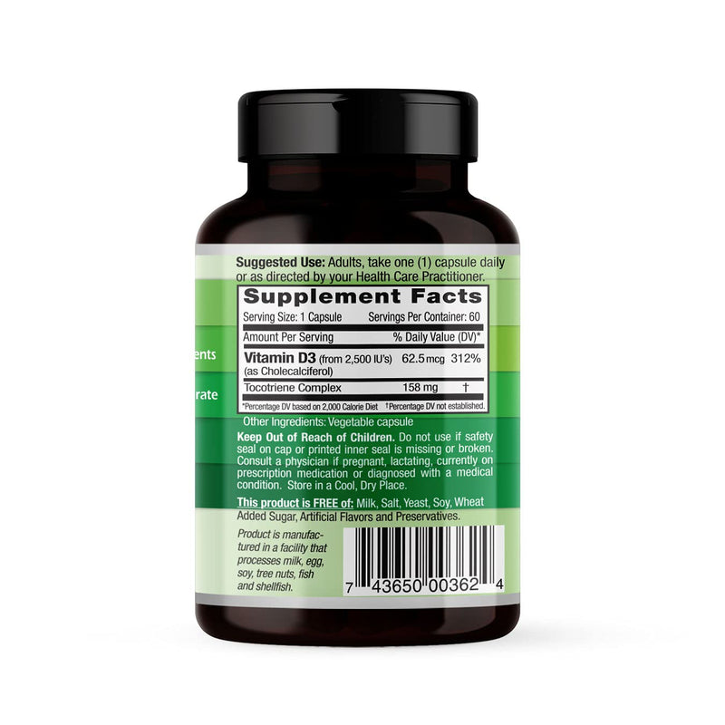 EMERALD LABS Vitamin D3 2,500 IU's, 60 Vegetable Capsules (60-Day Supply) | Supports Bone, Teeth, Muscle, Heart & Immune Health* 60 Count (Pack of 1)