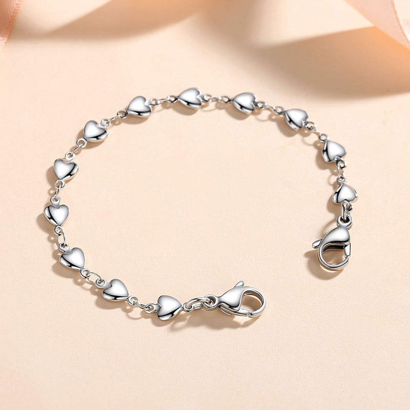 [Australia] - LinnaLove Heart Link Stainless Steel Interchangeable Medical Alert Bracelet 6 Inches 