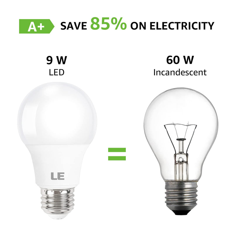 [Australia] - LE LED Light Bulbs 60 Watt Equivalent, 9W 800 Lumens Non-Dimmable, Daylight White 5000K, A19 E26 Standard Medium Base, 10000 Hour Lifetime 5 Count (Pack of 1) 