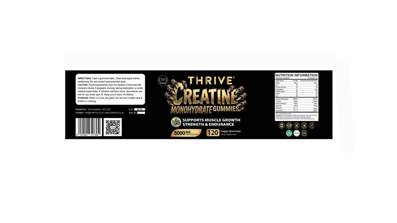 Creatine Monohydrate Gummies 5000mg | 120 High Potency Vegan Gummies (30 Day Supply) | Supports Muscle Growth, Strength & Endurance with L-Taurine, Betaine Anhydrous & Alpha GPC | for Men & Women Creatine Monohydrate