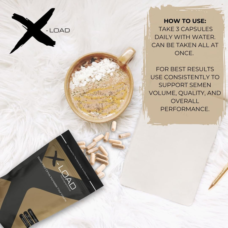 X-Load – The Original Formula | More Volume, More Drive | Vitality & Fertility Supplement | Sperm Volume & Motility Support | 90 Vegan - Halal Capsules (30 Day Supply)