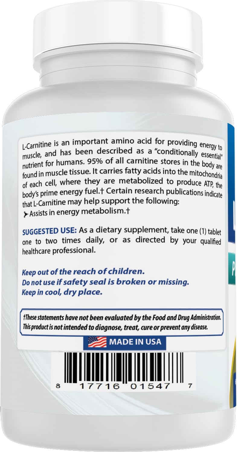 Best Naturals L-Carnitine 1000mg 60 Tablets (60 Count (Pack of 2)) 60 Count (Pack of 2)