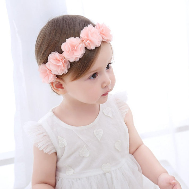 Fmeida Flower Crown Baby Headbands Newborn Floral Birthday Headbands for 4-24 Months White Flower