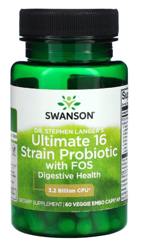 [Australia] - Swanson - Ultimate 16-Strain intestinal bacteria with trace elements and FOS | Supports Gut Health and Immune Function - 60 Capsules 