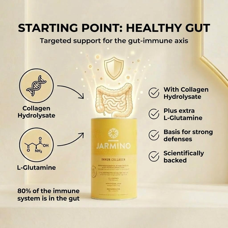 Collagen Powder with L-Glutamine - Strengthen Immune System | Vitamin C, D, Selenium, Zinc, Ginger, Elderberry, Vital Mushrooms | 450g Strengthen Immune System Glutamine Powder | JARMINO
