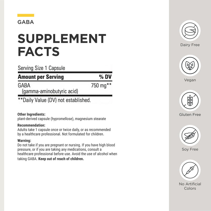 Integrative Therapeutics GABA - Brain Health Supplement that Supports Nerve Cell Function* - Support Neurochemical Balance & Neurotransmitter Production* - Dairy-Free - 60 Capsules (60 Servings) Standard Packaging