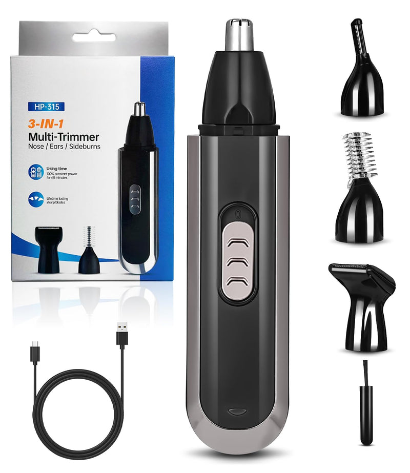 [Australia] - Nose hair trimmer for men, USB rechargeable nose hair trimmer, 3 in 1 ear hair trimmer, eyebrow trimmer, nose hair trimmer for women for trimming 