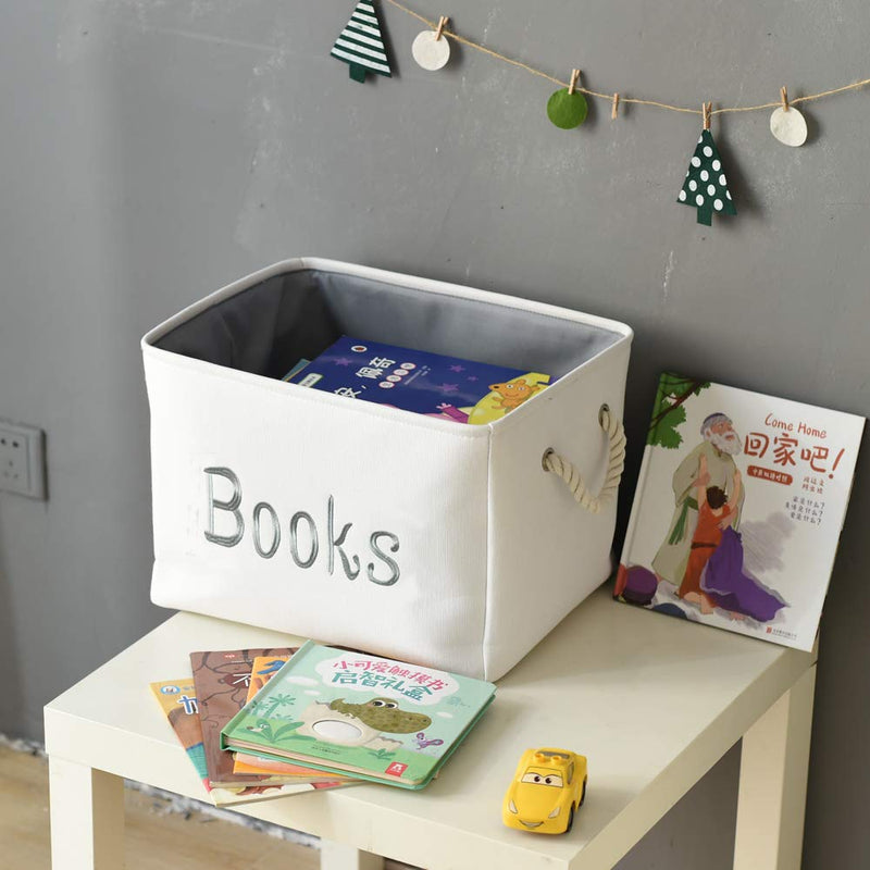 [Australia] - INough Book Basket for Kids Room, Book Storage Basket Book Organizer for Nursery Room Classroom Library Book Storage Box Collapsible Book Bins with Drawstring Closure for Cartoon Book Reading Books Large (Pack of 1) 