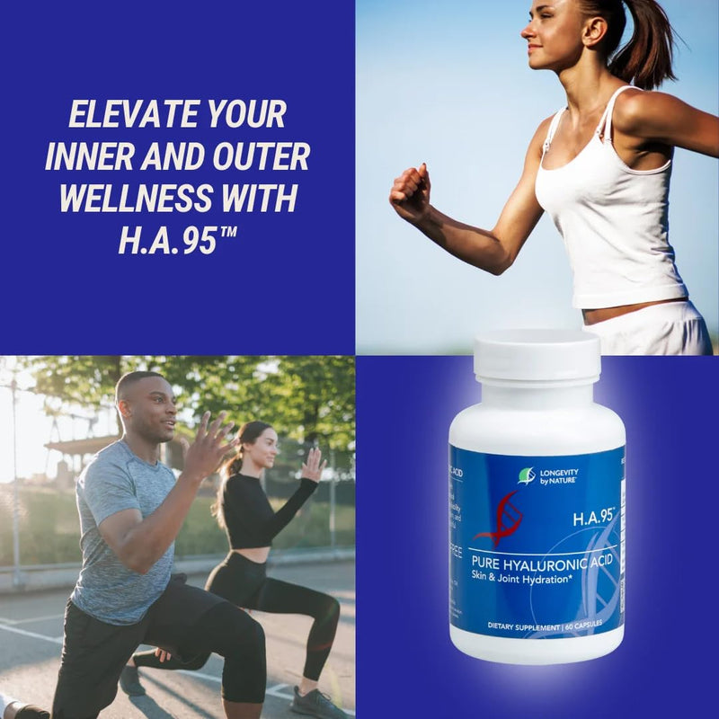 [Australia] - Longevity by Nature H.A.95 Hyaluronic Acid Supplements, Antioxidant, Skin Hydration, Eye, Joint, Natural Rooster Comb, 60 Capsules 