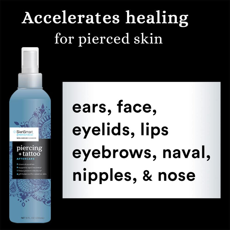 [Australia] - SkinSmart Antimicrobial Piercing & Tattoo Aftercare for Rapid Recovery, Hypochlorous Technology, 8 oz Spray 8 Fl Oz (Pack of 1) 