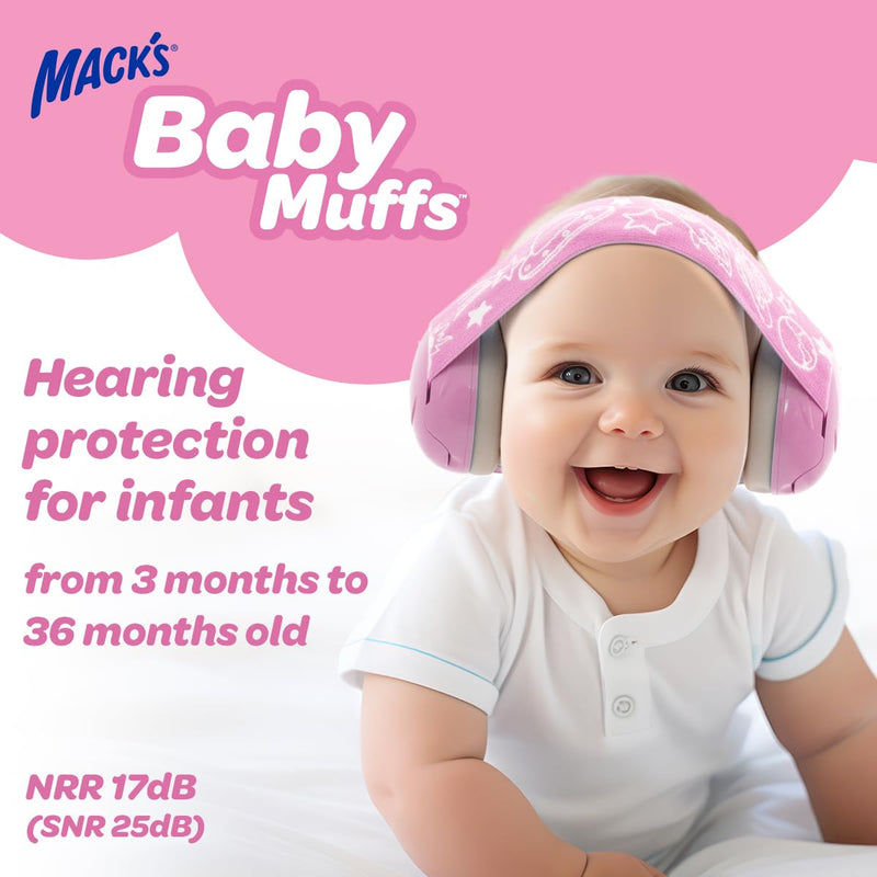[Australia] - Mack's Baby Muffs | Baby Ear Muffs Noise Protection | High NRR | Noise Cancelling Headphones for Babies & Toddlers Pink 