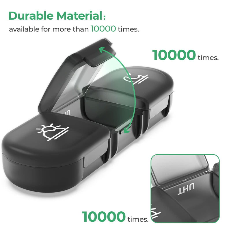 [Australia] - PULIV Weekly Pill Organizer 3 Times a Day, Portable Travel Pill Box 7 Day with Large Pill Containers, Light-Proof Pill Case for Vitamins, Medication, Supplements and Fish Oils (Black) Black 