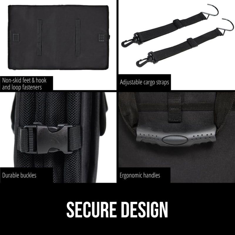 GORILLA GRIP Umbrella and Trunk Organizer, Umbrella has One-Click Automatic Open and Close, Trunk Organizer is Collapsible, Multi Compartment Container, Both in Black, 2 Item Bundle