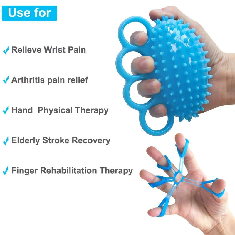 [Australia] - Finger Exerciser Training Ball Hand Grip Strengthener Trainer Squeeze Balls, Finger and Wrist Physical Therapy for Elderly Stroke Recovery, Anxiety Stress Relief, Arthritis, Carpal Tunnel, Massage Blue-2 