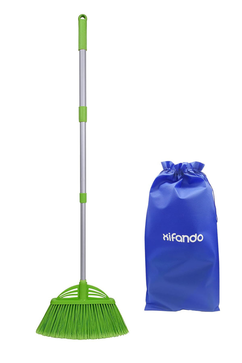 [Australia] - Three-Section Telescopic Aluminum Alloy Rod Long-Handled Broom（Green） Green 