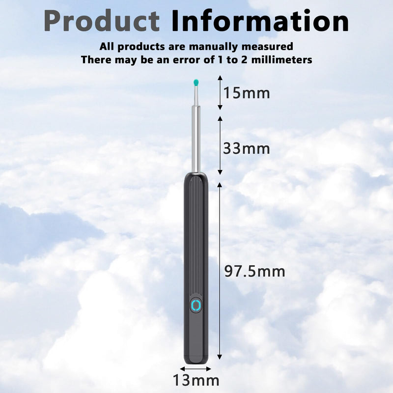 [Australia] - Delamiya Earwax Remover Otoscope, 1080P HD Otoscope with Camera Intelligent Wifi Ear Cleaner Otoscope Removal with 6 LEDs IP67 Waterproof Otoscope for iPhone Android Smartphones iPad Black 