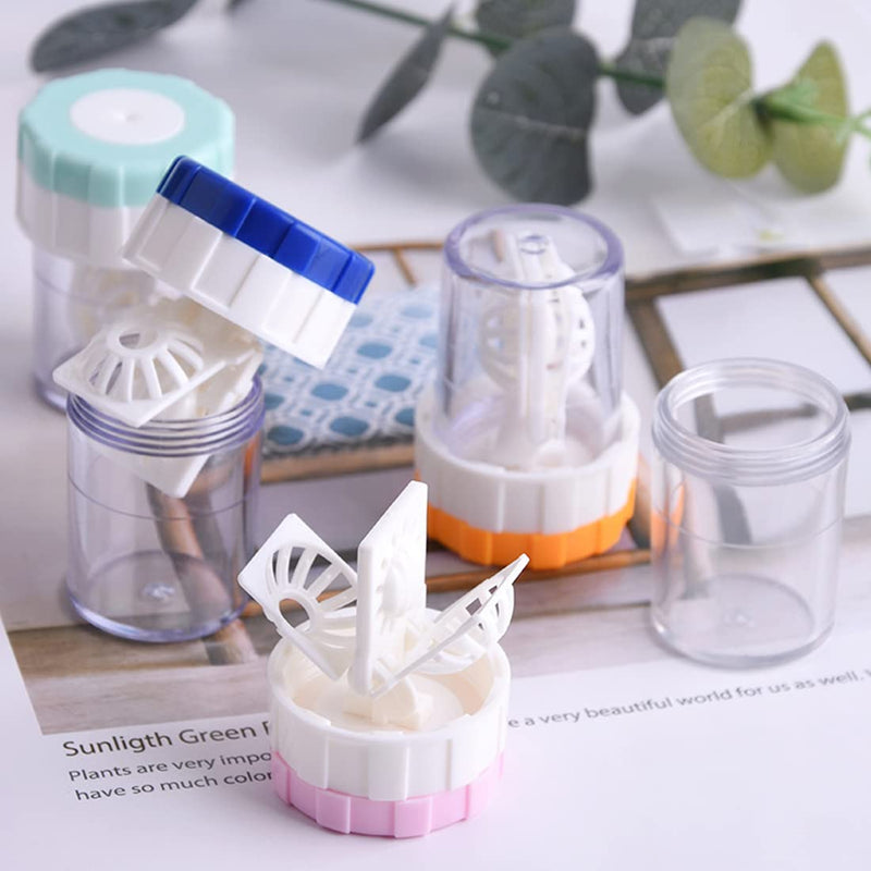 [Australia] - CUHZA Pack of 5 contact lens containers, contact lens cleaning machine, manual contact lens cleaner contact lens container, portable rotation manual contact lens cleaning container 