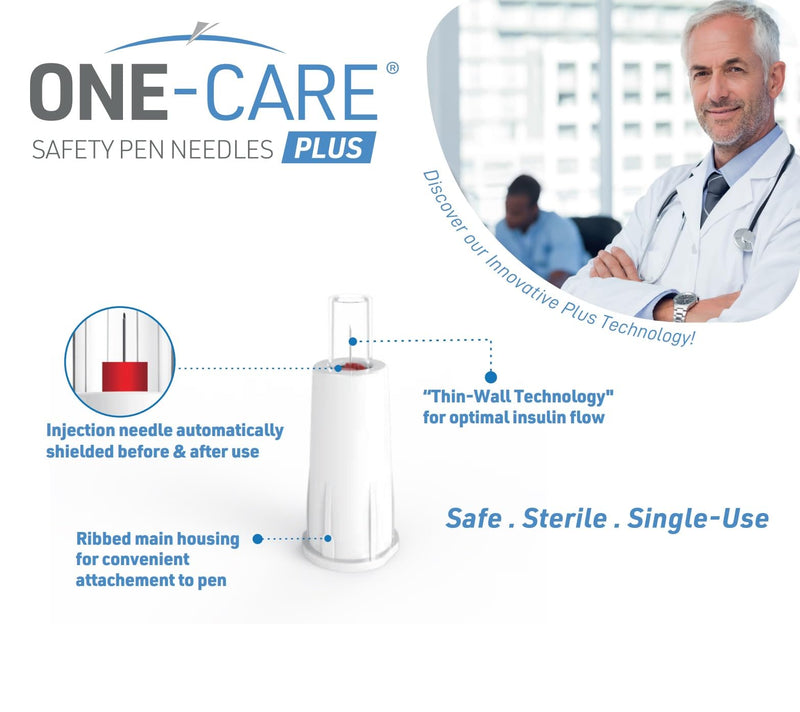 [Australia] - ONE-CARE Plus Safety Pen Tips 30G x 5mm, Comfort, Universal Design, Box of 100 