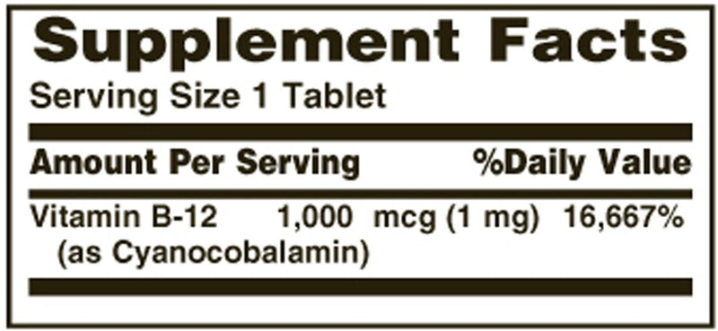 Nature's Bounty Vitamin B-12 1000 mcg Tablets, 100 Count (Pack of 1) 100 Count (Pack of 1)