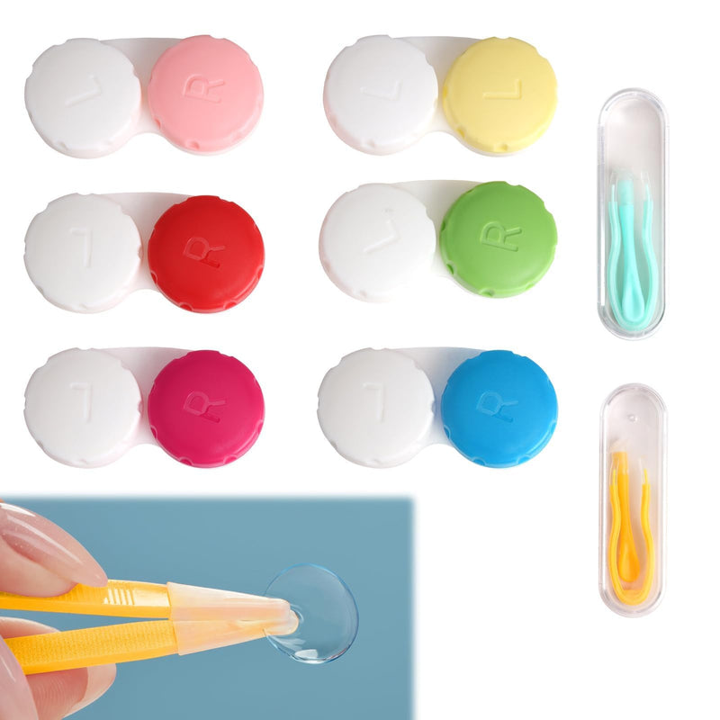 [Australia] - Contact lens case 6 pieces, contact lens remover set 2 pieces, leak-proof travel contact lens case set for home and travel, very easy to carry and can be easily stored in your pocket wallet 