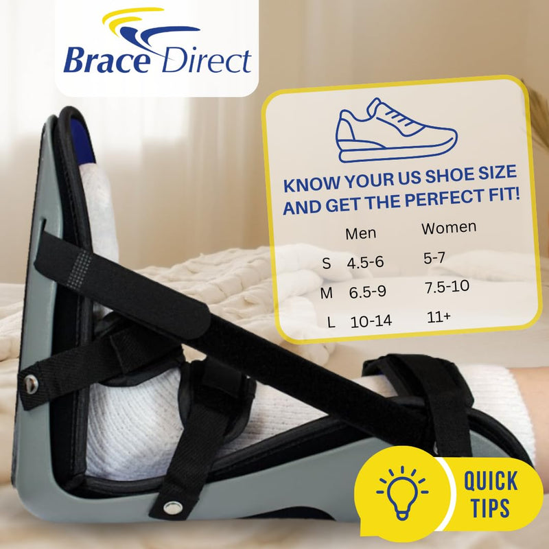 [Australia] - Brace Direct Plantar Fasciitis Posterior Night Splint - Rigid Orthopedic Sleeping Boot for Heel Pain, Achilles Tendonitis, Foot Drop and Overnight Stretch Support Medium - US Shoe Men 6.5-9 / M 