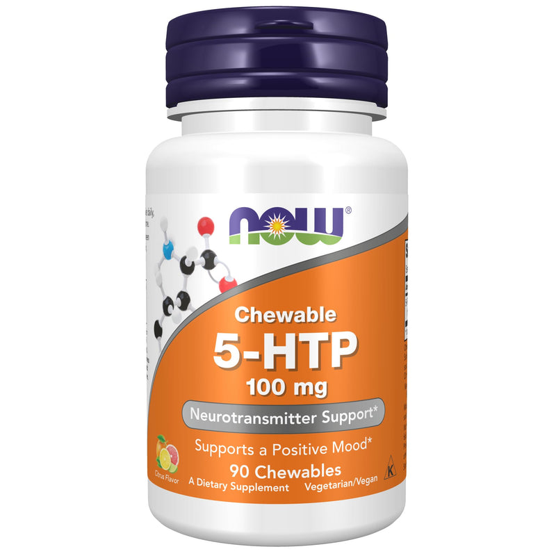 NOW Supplements, 5-HTP (5-hydroxytryptophan) 100 mg, Neurotransmitter Support*, 90 Chewables