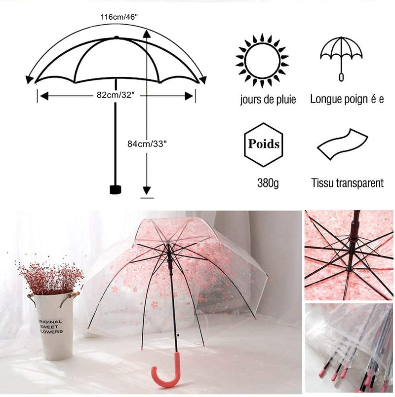 Cherry Blossoms Umbrella Cute Transparent Bubble Umbrella Clear