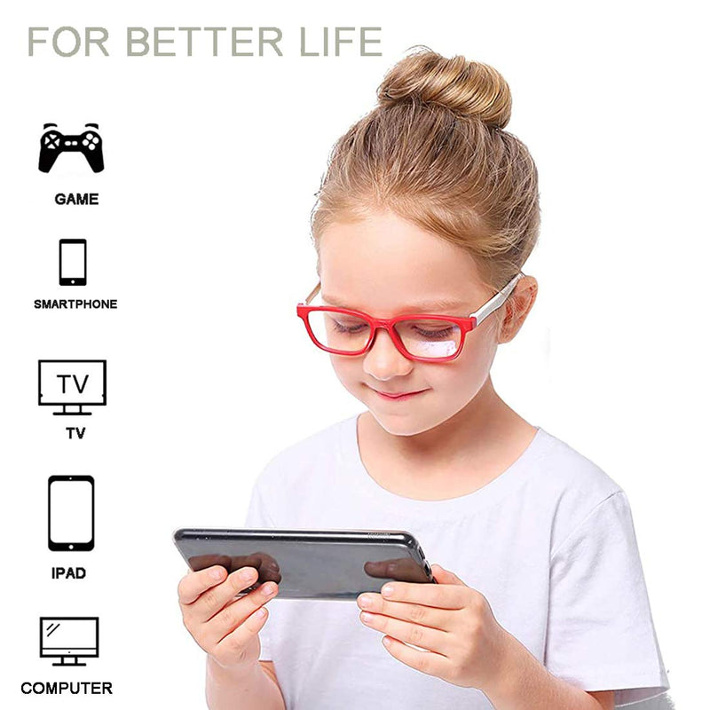 [Australia] - Kids Blue Light Blocking Glasses 2 Pack, Anti Eyestrain & UV Protection, Computer Gaming TV Phone Glasses for Boys Girls Age 3-9 (Transparent Purple+ Transparent Pink) Transparent Purple+ Transparent Pink 