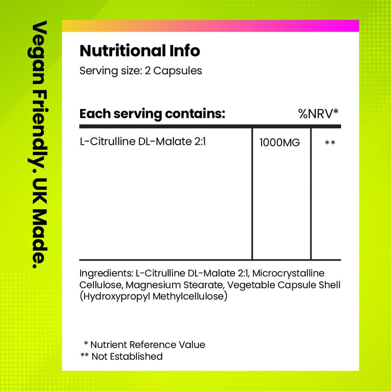 L-Citrulline Malate 1000mg | Pre-Workout Amino Acid Supplement | 120 Vegan Capsules | 2-Month Supply | Boosts Energy, Endurance & Muscle Growth | Reduces Fatigue & Supports Performance | Fitimins