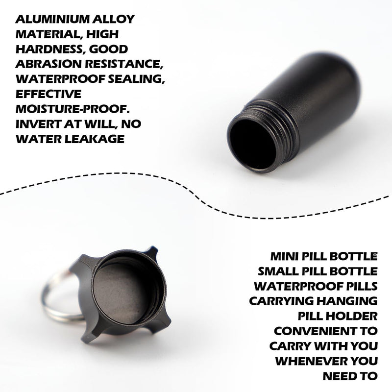 Keychain Pill Box Portable Mini Pill Case Small Aluminum Medicine Holder Pill Storage Box Waterproof Vitamin Aspirin Keyring Container for Outdoor Traveling