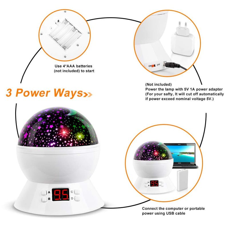 [Australia] - MOKOQI Star Night Light Projector for Kids with Timer - Glow in The Dark Stars and Moon, Best Gift for 1-14 Years Old White 
