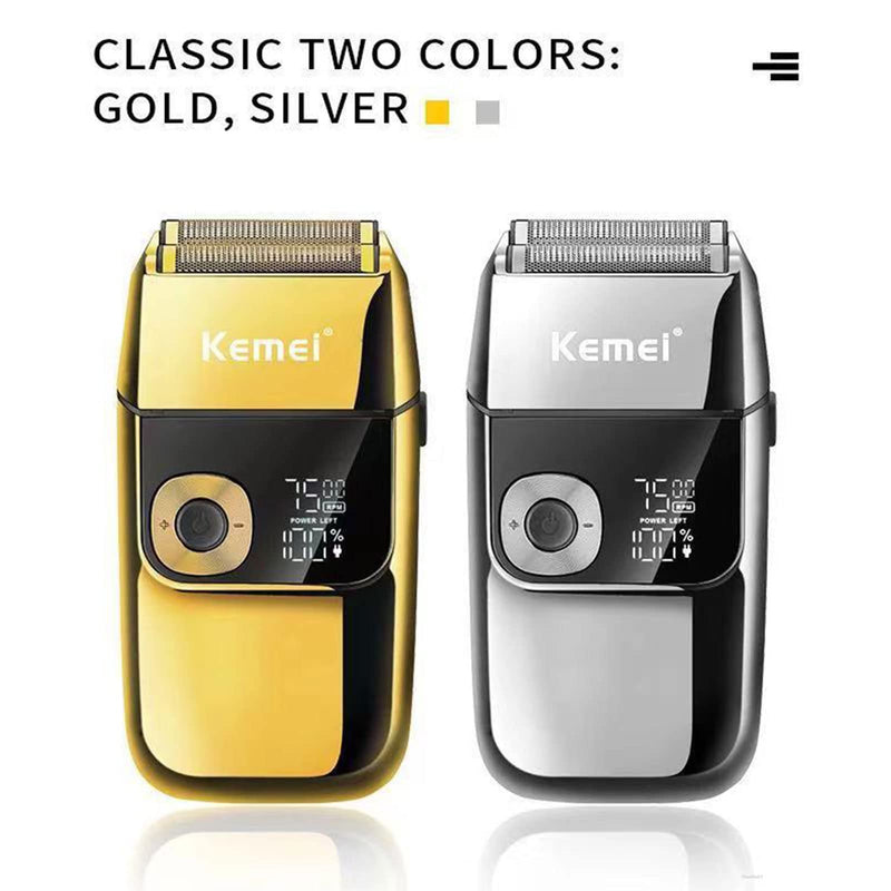 [Australia] - KEMEI Electric Razors for Men, LCD Display Cordless Men's Razors, USB Rechargeable with Pop-up Beard Trimmer Best Worldwide Travel Gift, Model KM 2028, Silver 