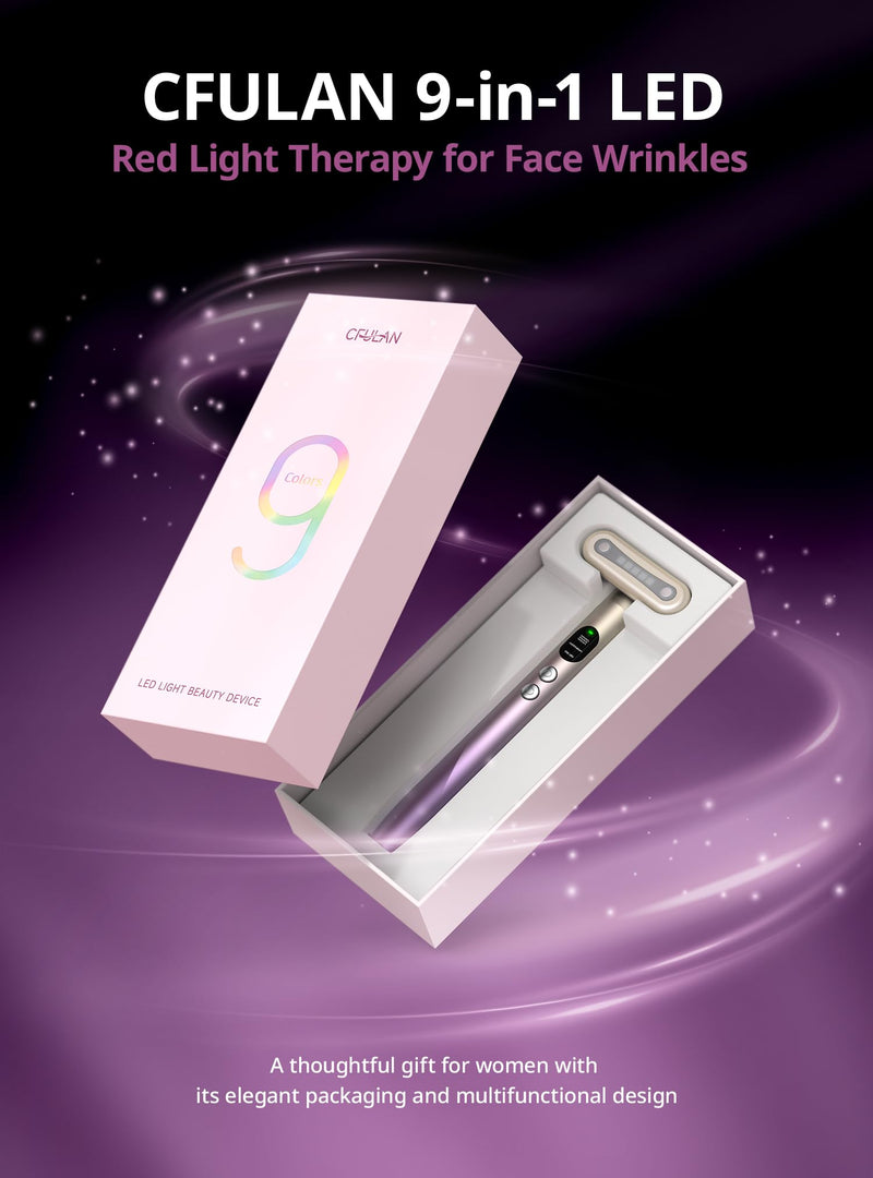 Red-Light-Therapy-for-Face,9 in 1 LED Light Therapy Eye Equipment for Skin Care, Red Light Therapy Face Massager Eye Beauty Skincare Rejuvenation Tool Microcurrent Facial Device Gift for Women at Home