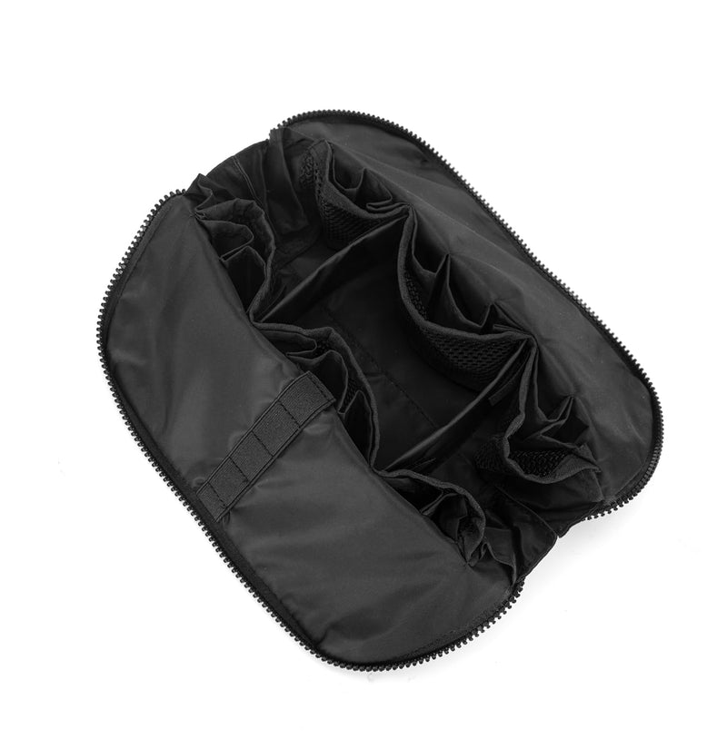 ITSCOSY Vertical Makeup Bag for Women，Waterproof Toiletry Bag,Travel Foldable Storage Organizer, Large Capacity Cosmetic Bag with 27 Pockets,Daily Skincare&Toiletry and Travel Necessity (Black) Black