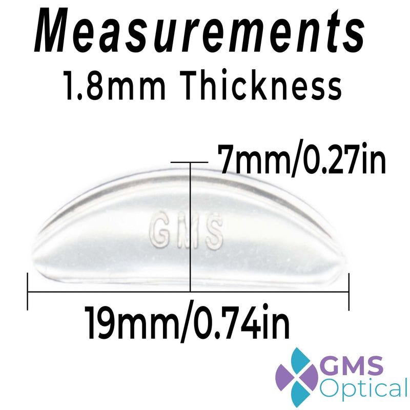 [Australia] - GMS Optical® 1.8mm Reg-Thick/19mm Long - Anti-Slip Adhesive Contoured Silicone Nose Pads for Glasses & Sunglasses (5 Pair-1 Pack)(5 Total Pair)(Clear) Clear 