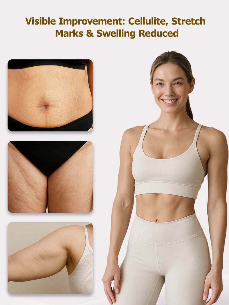 [Australia] - Lymphatic Drainage Massager & Anti Cellulite Massage Tool, Helps Reduce Stretch Marks & Cellulite, for Legs, Arms & Belly, Body Sculpting Machine with Microcurrent, Light, Heat & Vibration 