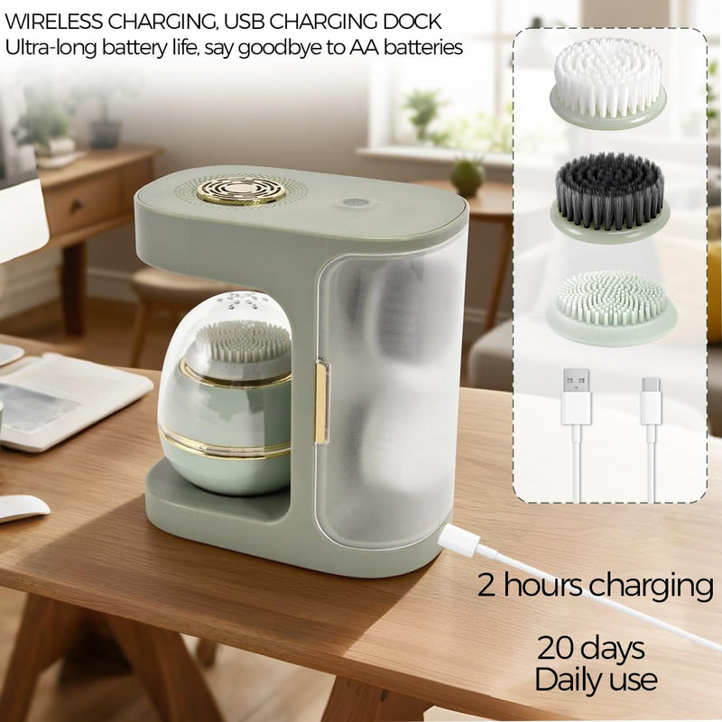[Australia] - Electric Facial Cleansing Brush,Waterproof Facial Massage Brush,Sonic Face Scrubber with UV-C Disinfection,3 Sonic Cleansing Modes & 3 Brush Heads,For Exfoliating and Massaging,Rechargeable Face Brush 