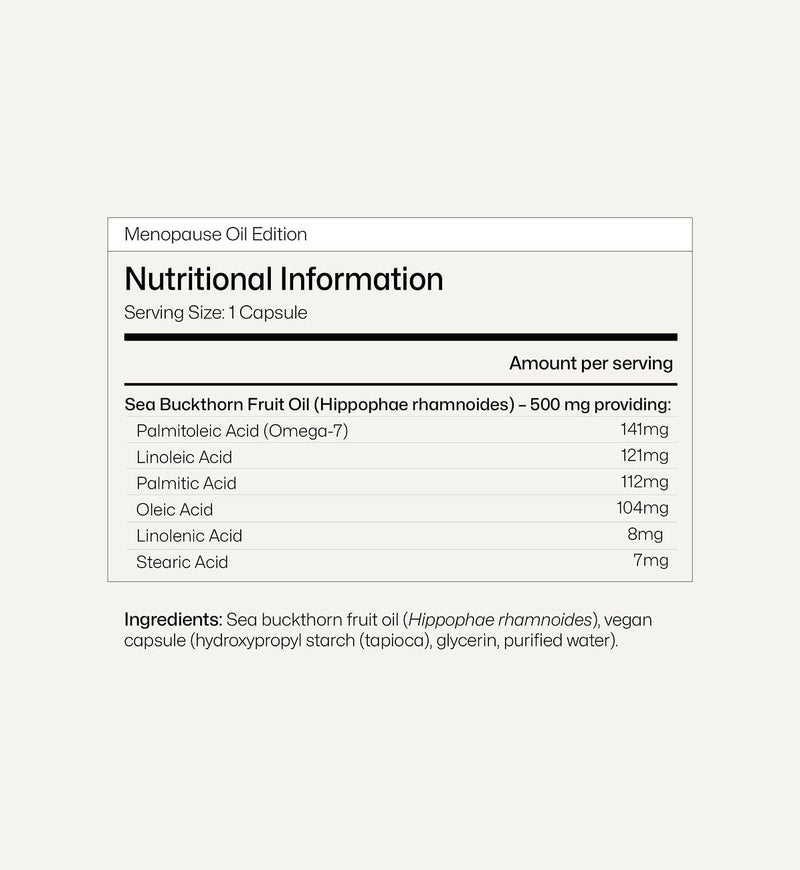 Equi Menopause Oil Edition | Sea Buckthorn Omega-7 Capsules | Vegan Women’s Supplement | Midlife Nutrition for Hydration, Comfort, Balance | Plant Fatty Acid Formula | Daily Wellness Support | 30 Day