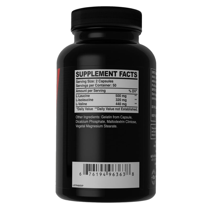 Maximum BCAA By Alfa Sports – Branched-Chain Amino Acids Supplement with L-Leucine, L-Isoleucine & L-Valine – Muscle Support Formula - 100 Capsules (2-Pack)